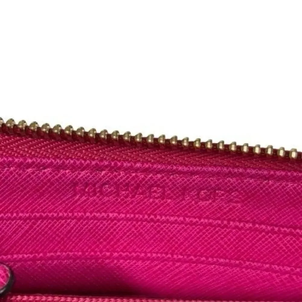 Michael Kors Jet Set Travel Continental Wristlet Wallet Pink Saffiano Leather